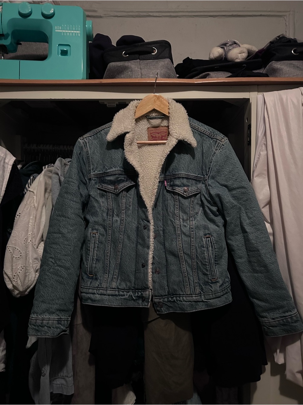 Levis Light Blue Sherpa-Lined Denim Jacket